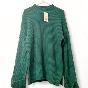 *NWT* Green Crown & Ivy cable knit fashion sweater with bell sleeves